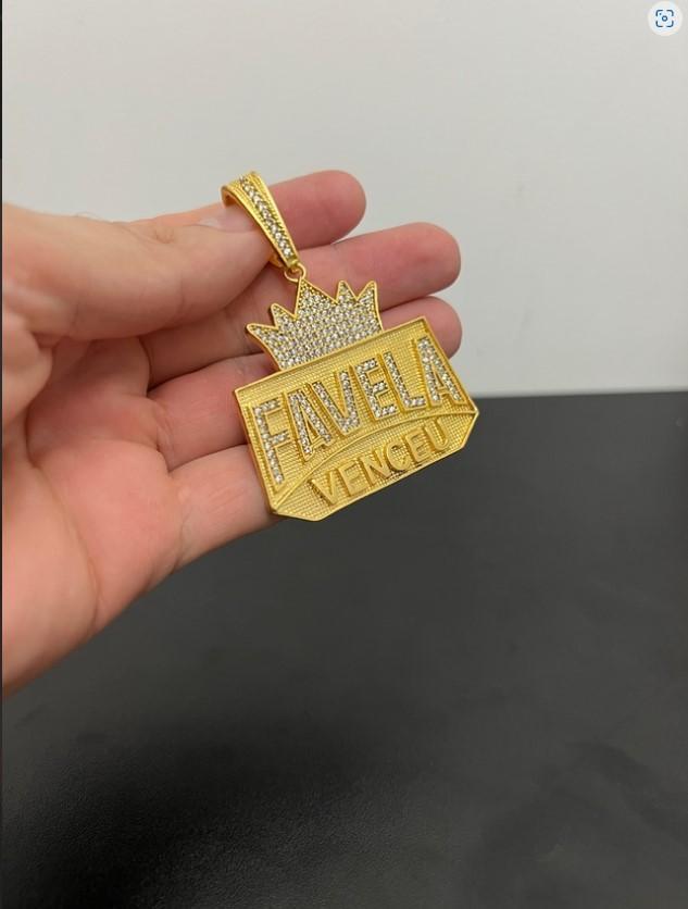Miniatura Pingente Favela Venceu Gg - Banhado A Ouro 18K
