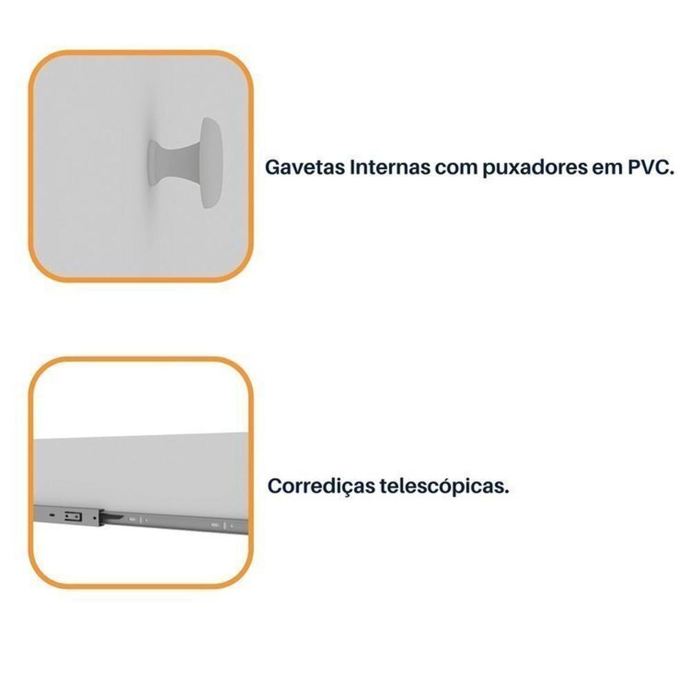 Guarda-roupa 6 Portas Portugal e Cômoda 5 Gavetas Florença Espresso Móveis Branco/Neve