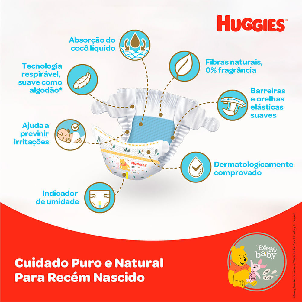 Miniatura Fralda Descartável Huggies Natural Care Recém Nascido 34 Unidades