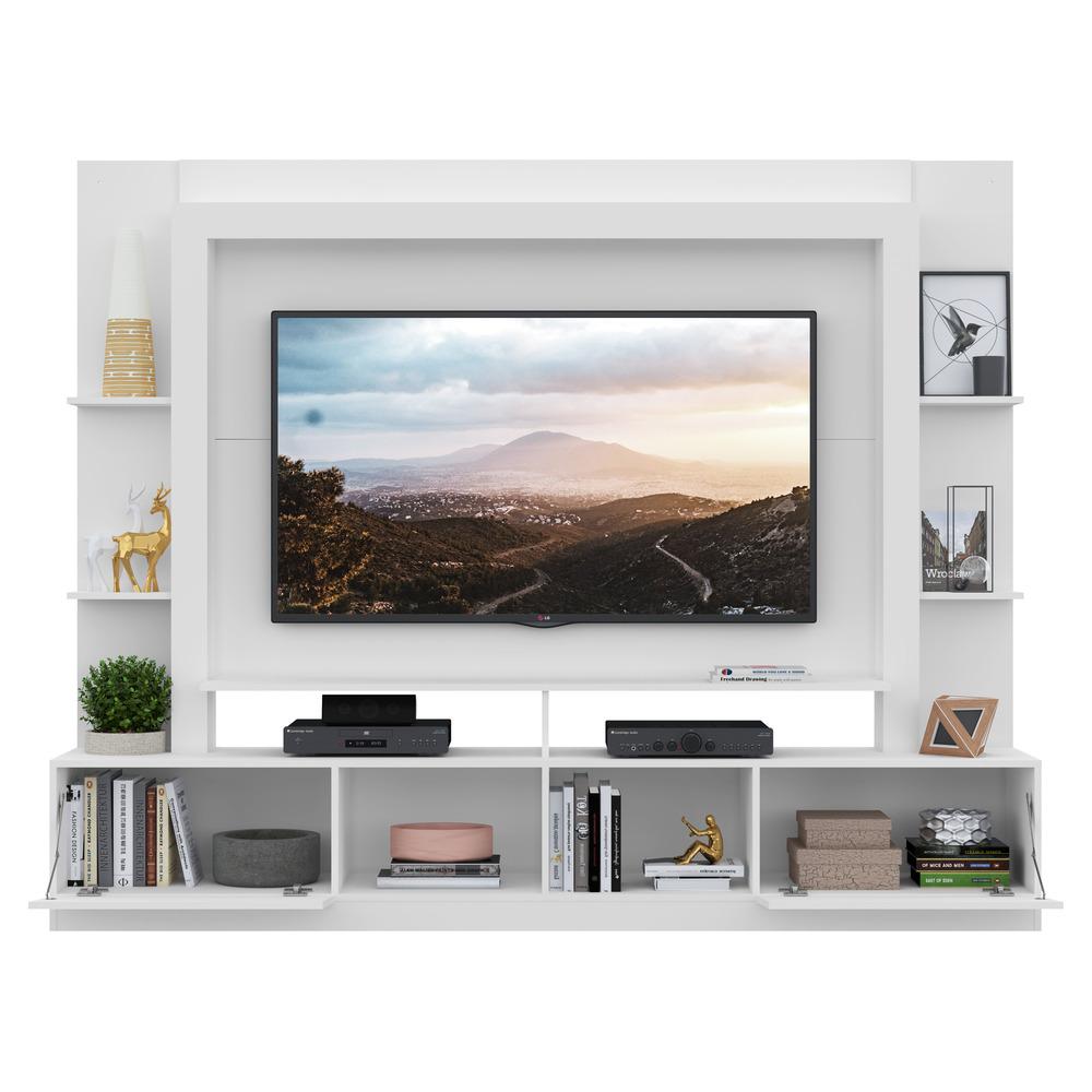 Miniatura Estante com Suporte TV 65" Portas c/ Espelho Oslo Multimóveis V3382 Branco