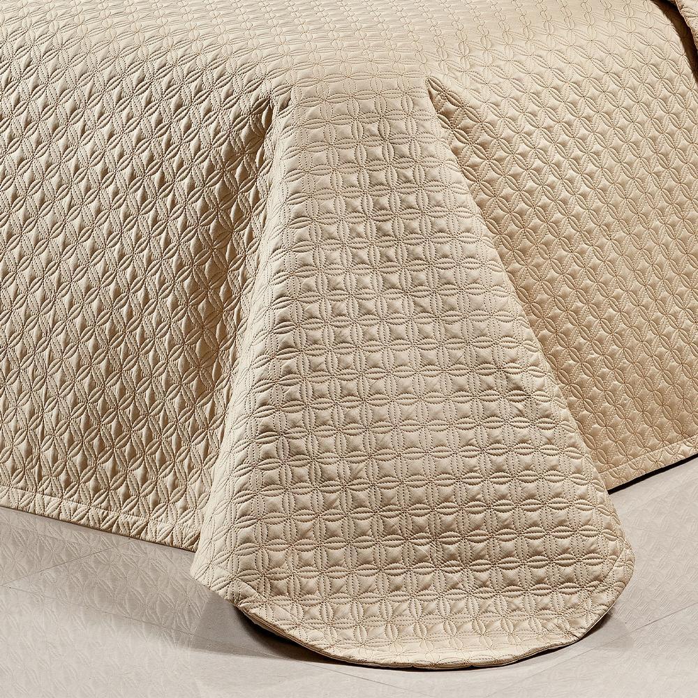 Miniatura Cobre Leito Solteiro King Torino 2Pçs Bordado 400 Fios Cáqui