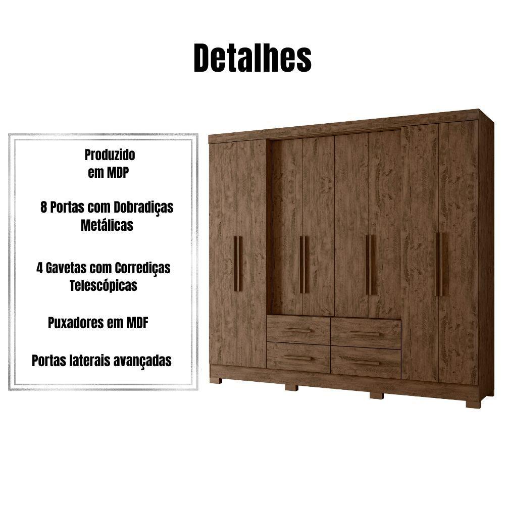 Miniatura Guarda Roupa Casal San Lorenzo 8 Portas Castanho Wood Moval
