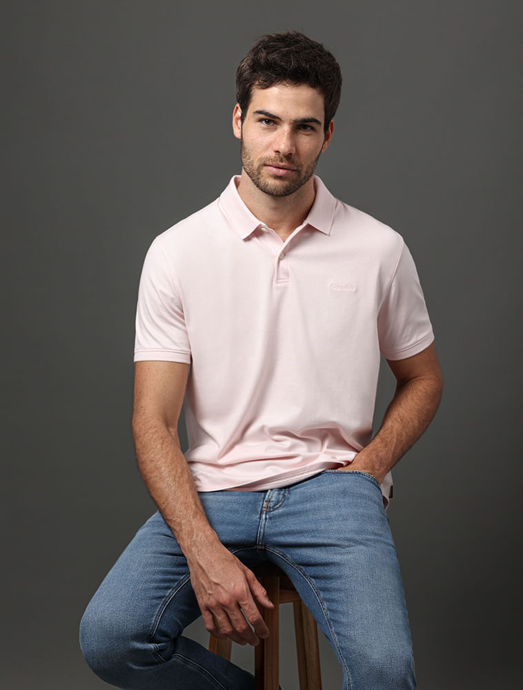 Miniatura Polo Masculina Liquid Touch Calvin Klein - Rosa Pó Polo Masculina Liquid Touch Calvin Klein Rosa Pó g