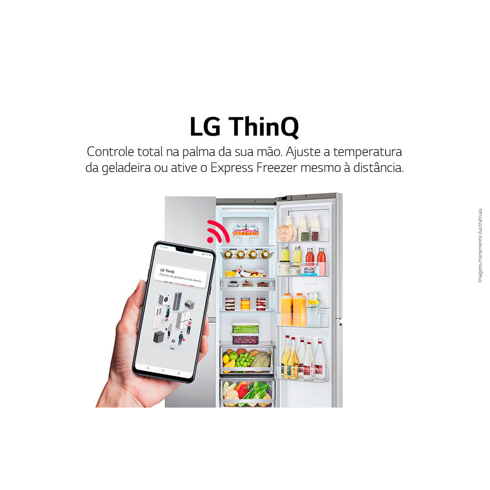 Refrigerador Side by Side LG de 02 Portas Frost Free com 611 Litros UVnano Aço Escovado - GC-L257SLP 110