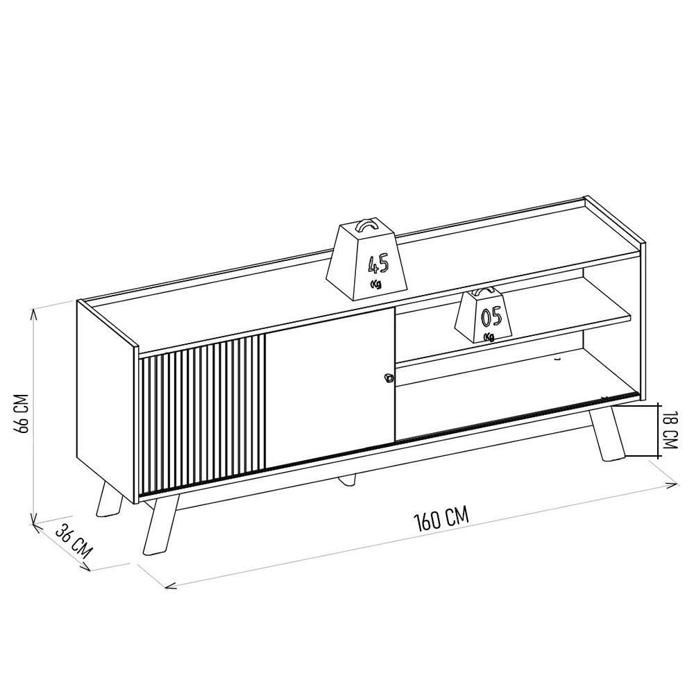 Miniatura Rack Bancada De Tv 65 Polegadas Arum L06 Nature/off White - Mpozenato