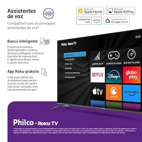 Smart TV Philco 55" 4K UHD P55CRA Roku TV Dolby Audio Quad Core Space Gray