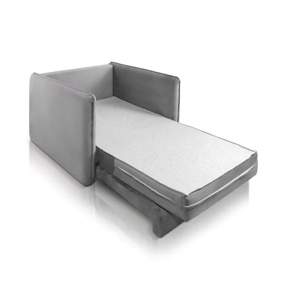 Miniatura Sofá Cama Noronha Solteiro Dobrável Com Colchão Jc Estofados Cinza
