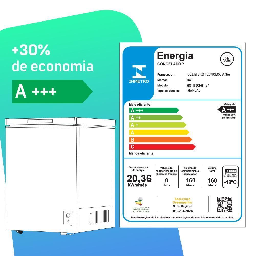 Freezer E Conservador Horizontal HQ 160 Litros Branco HQ-160CFH 110V
