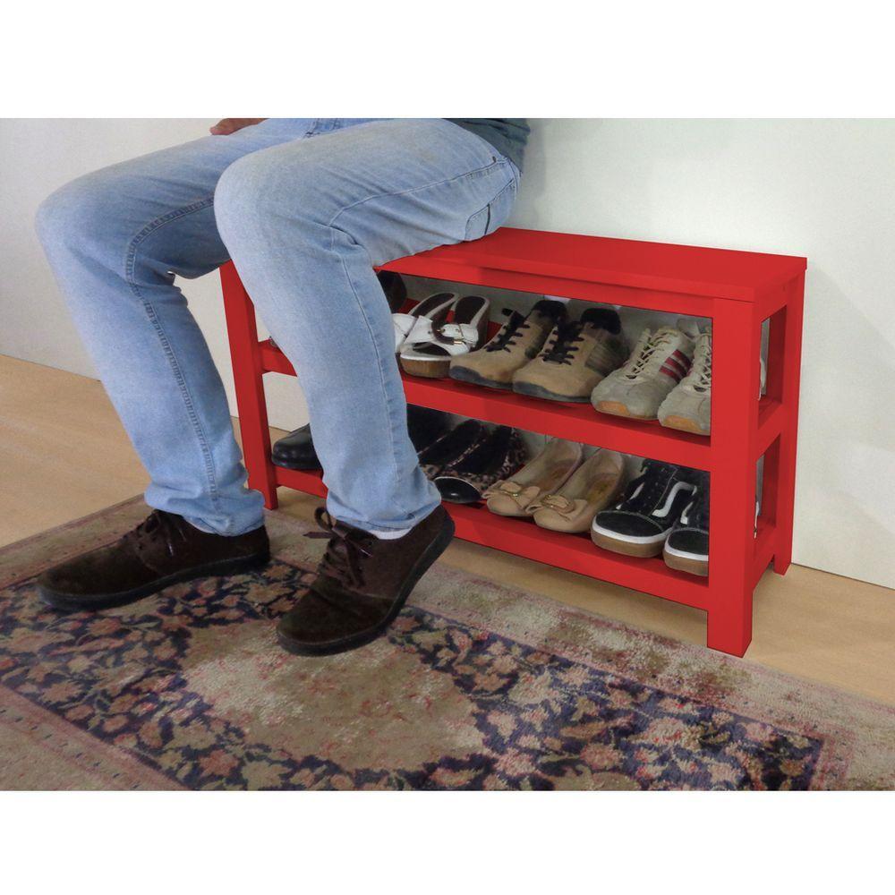 Miniatura Sapateira Banco De Piso Para Closets E Quartos 8 Pares Sapatos Vermelho Laca