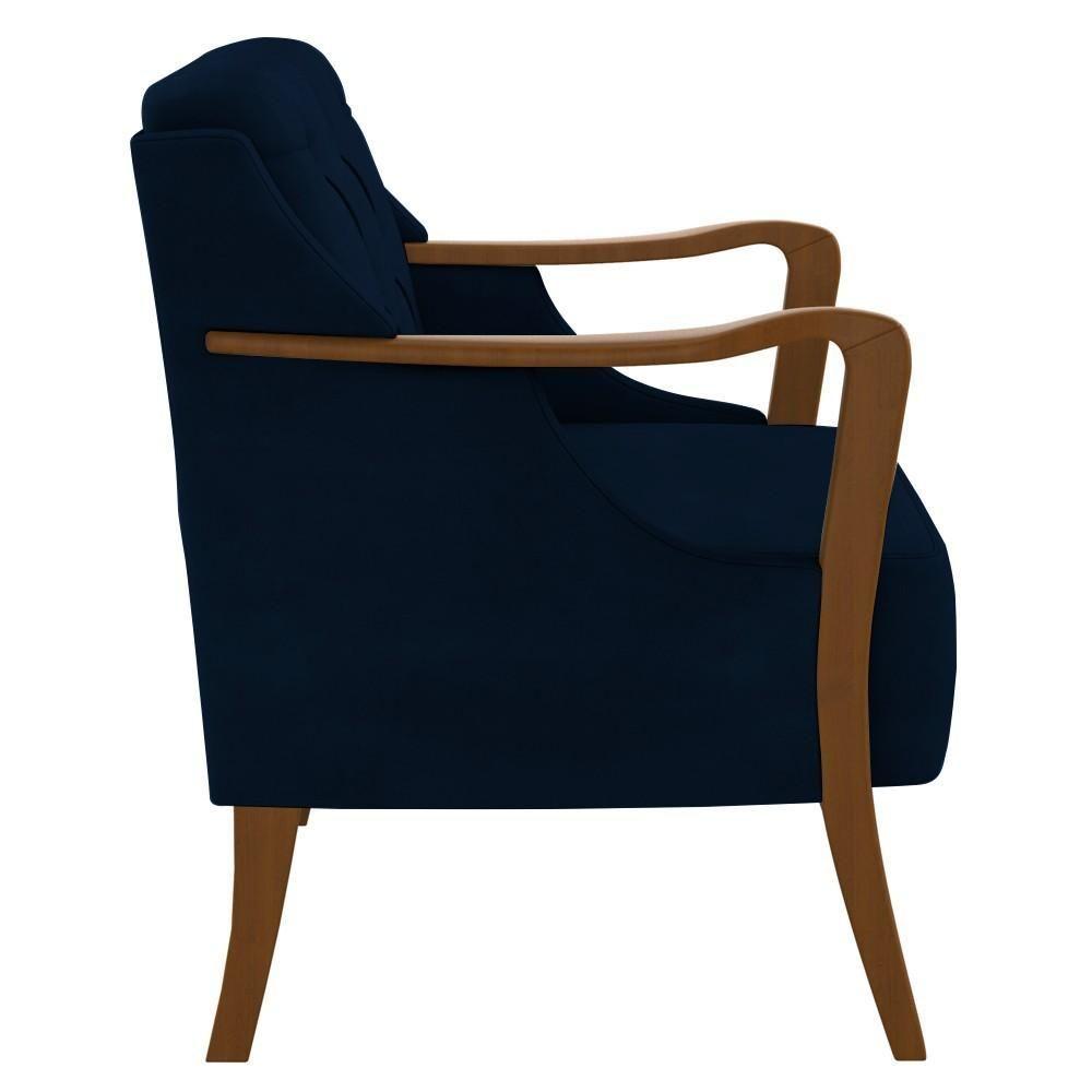 Poltrona Namoradeira 2 Lugares 135cm Capitonê Lapa M22 Veludo Azul Marinho - Mpozenato