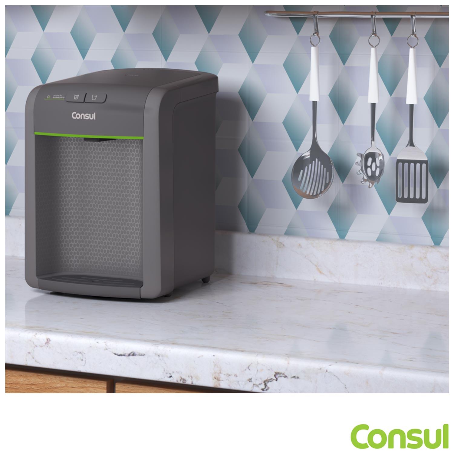 Purificador de Água Consul Cinza Refrigerado, com Proteção Antibactérias - CPB34AF Bivolt