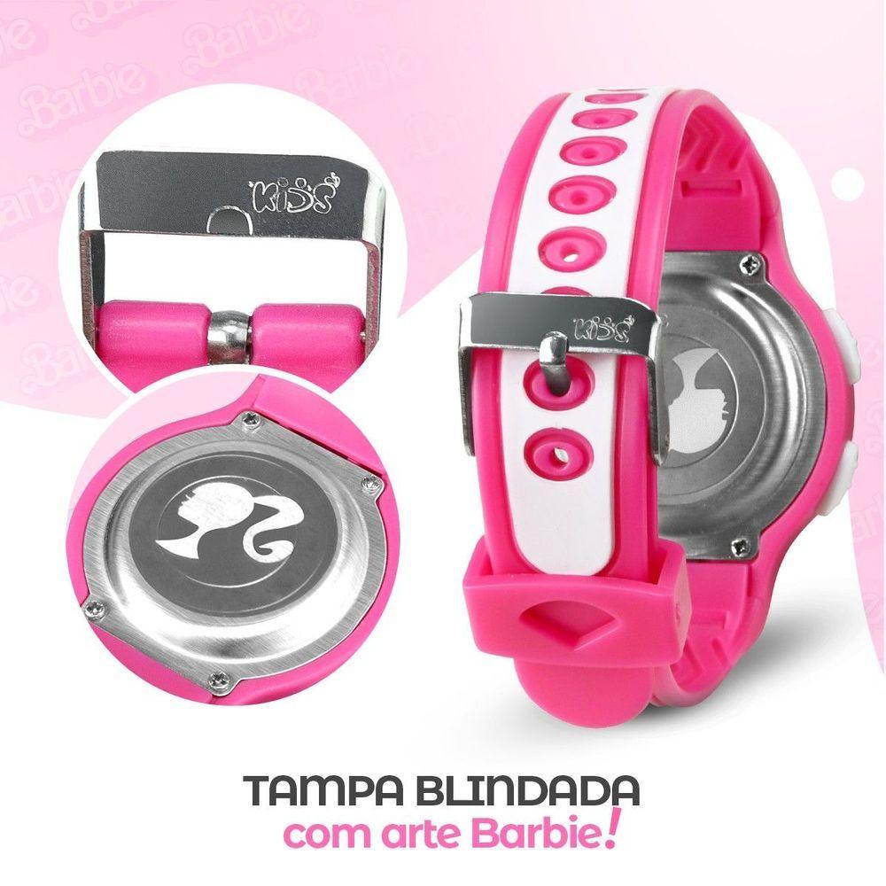 Relogio Infantil Digital + Rosa Barbie + Oculos Sol + Caixa Esportivo Original Alarme Criança Menina