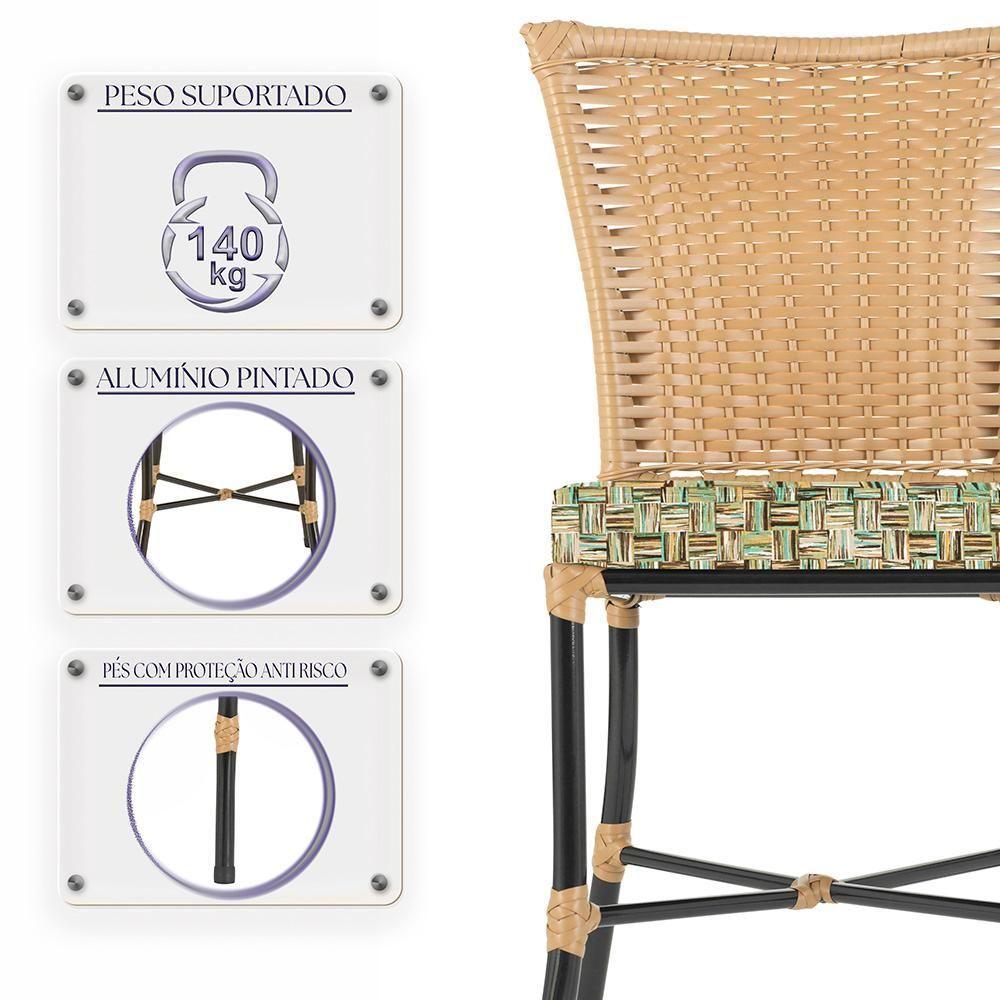 Miniatura Cadeira De Jantar Reforçada Em Alumínio E Fibra Estofado Impermeavel 4Unds Capuccinoráfia Z25