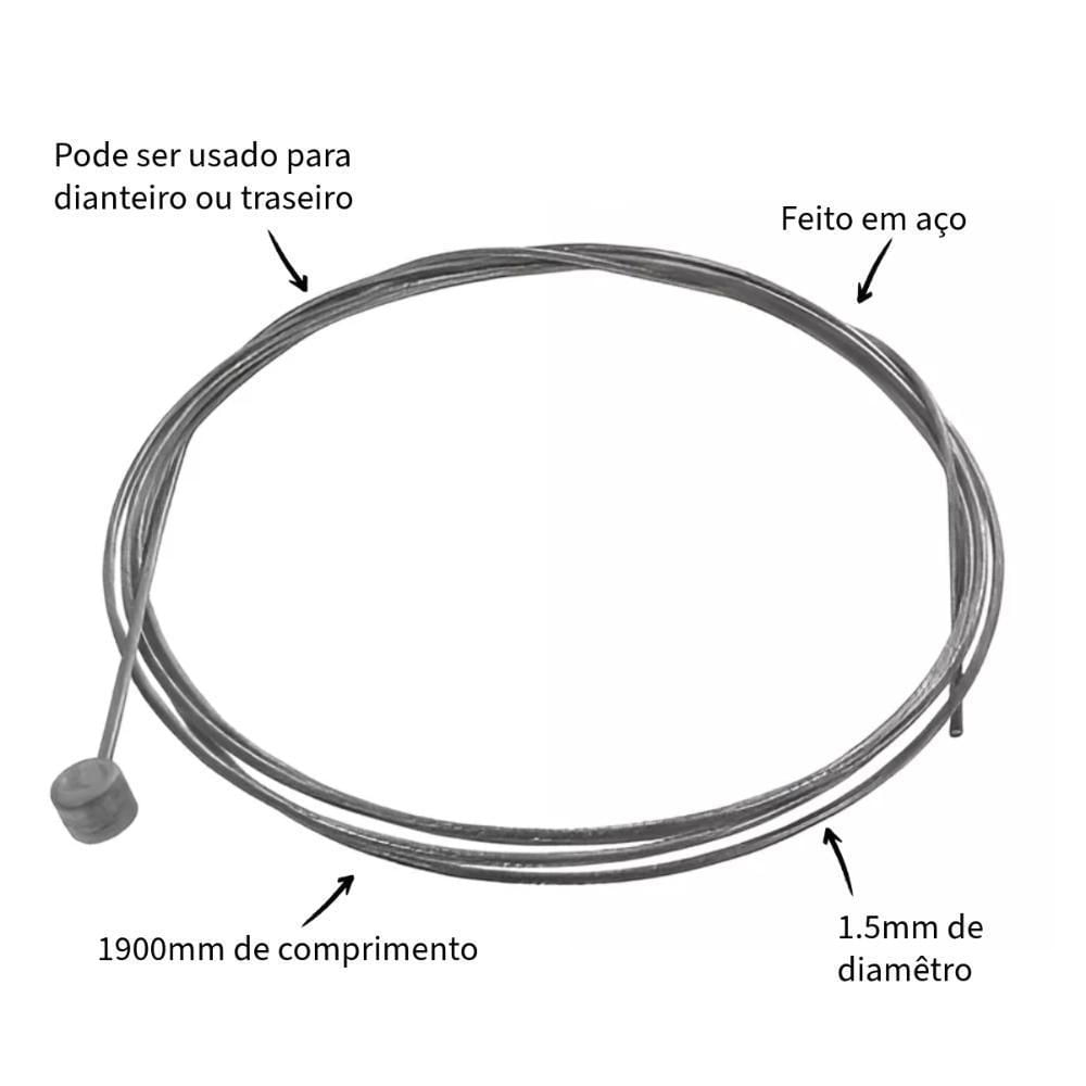 Miniatura Cabo Freio De Aço Longo 1900Mm Reforçado Bicicleta Bike Mtb
