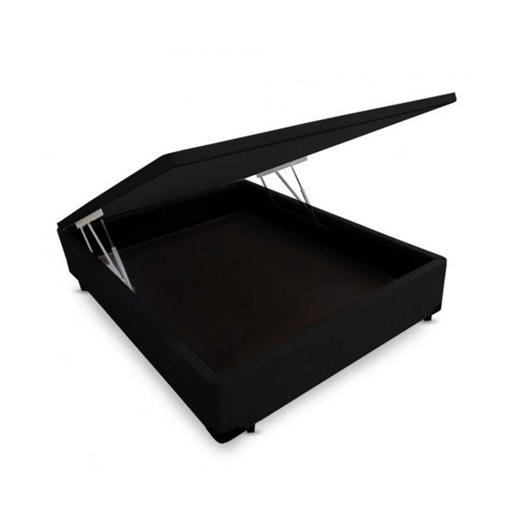 Miniatura Cama Box Baú Viúva King Design Suede Preto 128x188x41