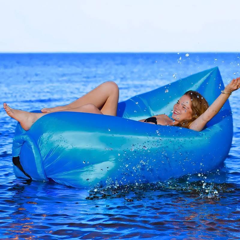 Miniatura Sofá Azul Inflável Puff Portátil Para Praia Jardim E Camping