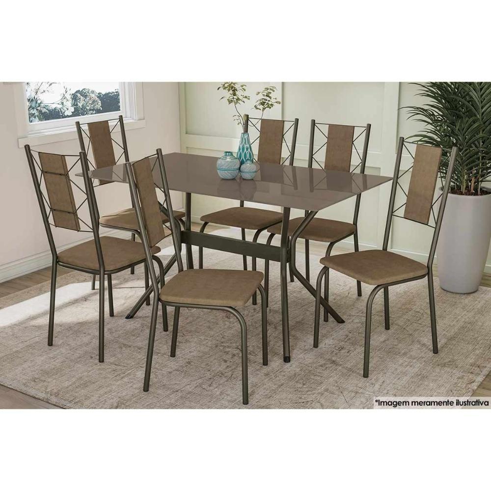 Miniatura Cadeiras De Cozinha Lisboa C076 Kit 6 Un Bronze/preto 110 - Kappesberg