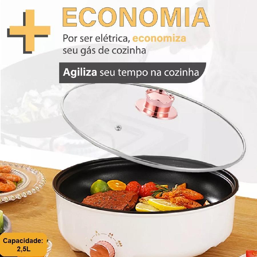 Miniatura Panela Elétrica Portátil Grill Antiaderente Grande 26Cm 600W