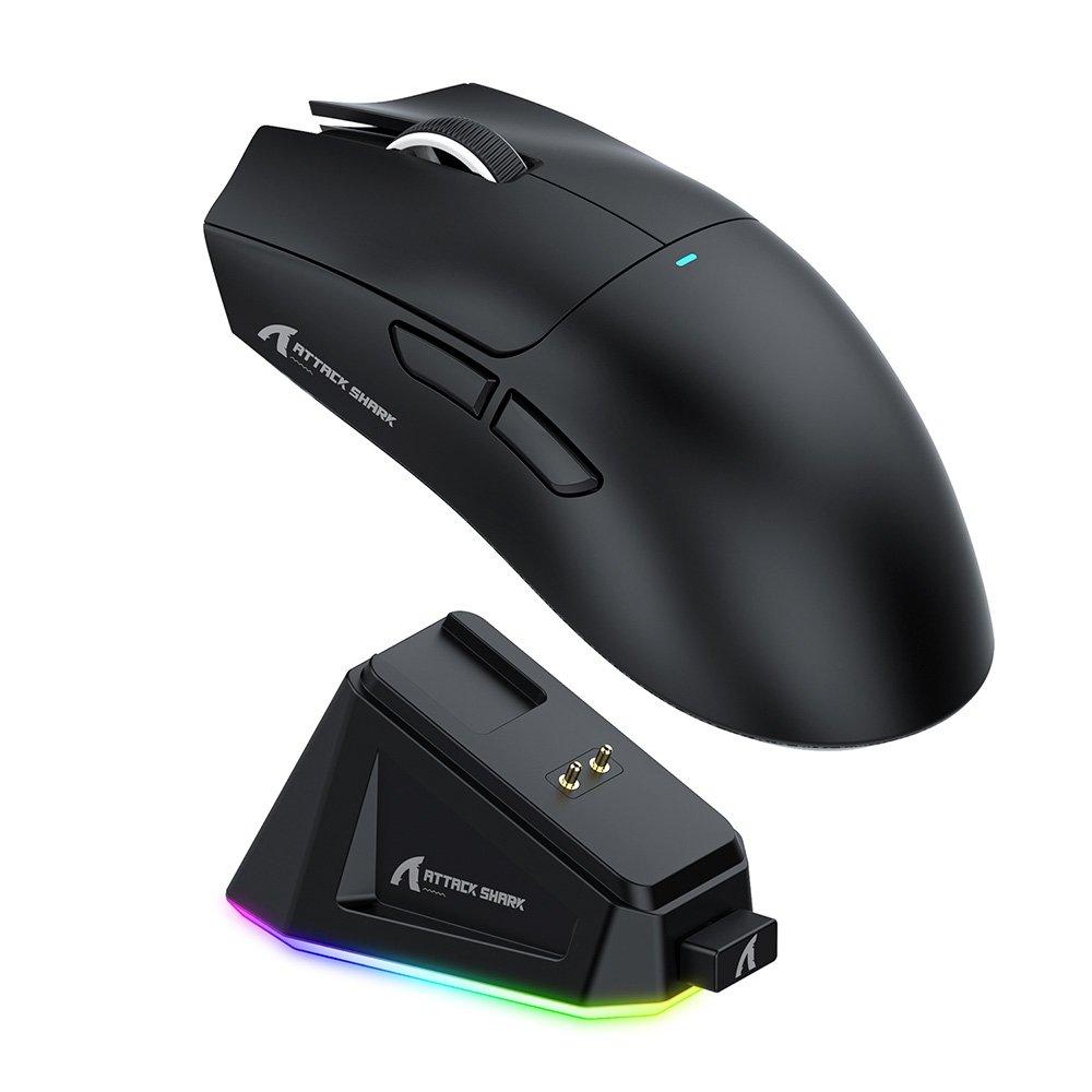 Mouse Gamer sem Fio Attack Shark X11 com Dock Black