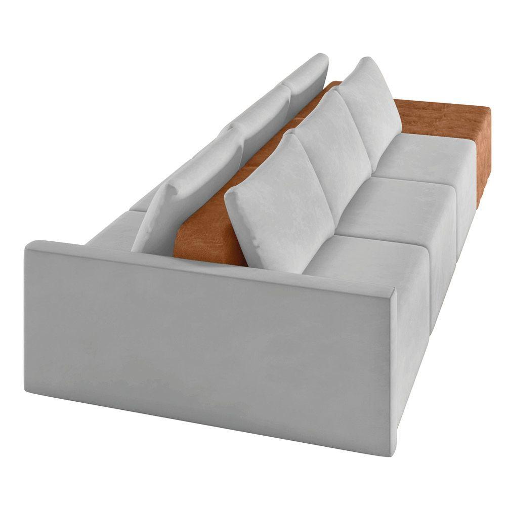 Miniatura Sofá Ilha 3 Lugares Living 312cm Modulado Lary Veludo Cinza K01 - D'rossi