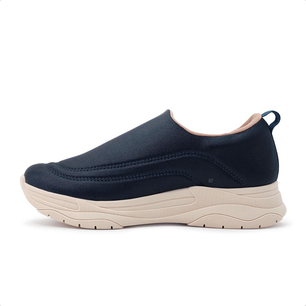 Miniatura Tênis Usaflex Slip On Feminino + 3 Pares de Meias Marinho / Bege - 34