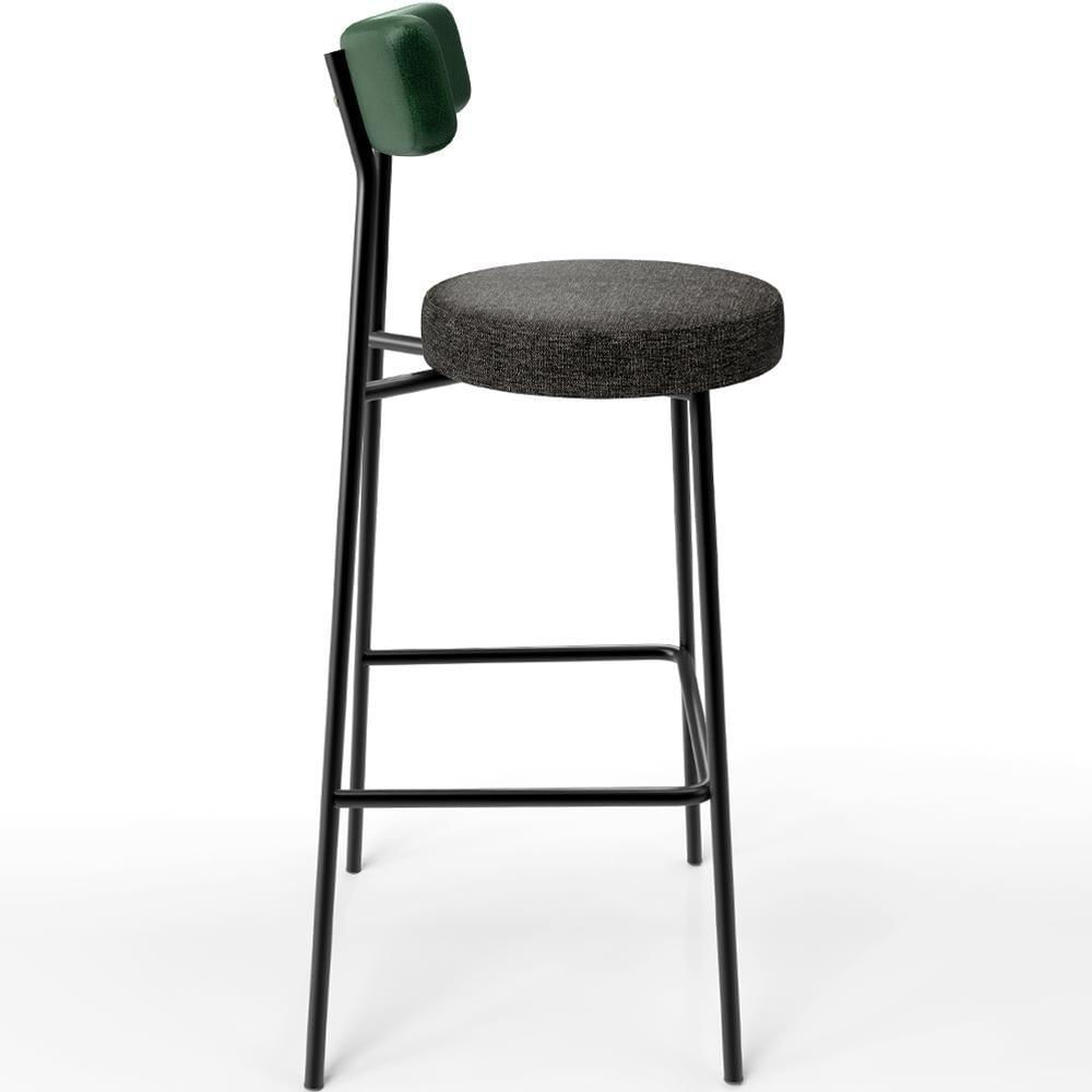 Miniatura Banqueta Alta Bar Cozinha Sala De Jantar Milão L02 Facto Verde Musgo Linho Chumbo
