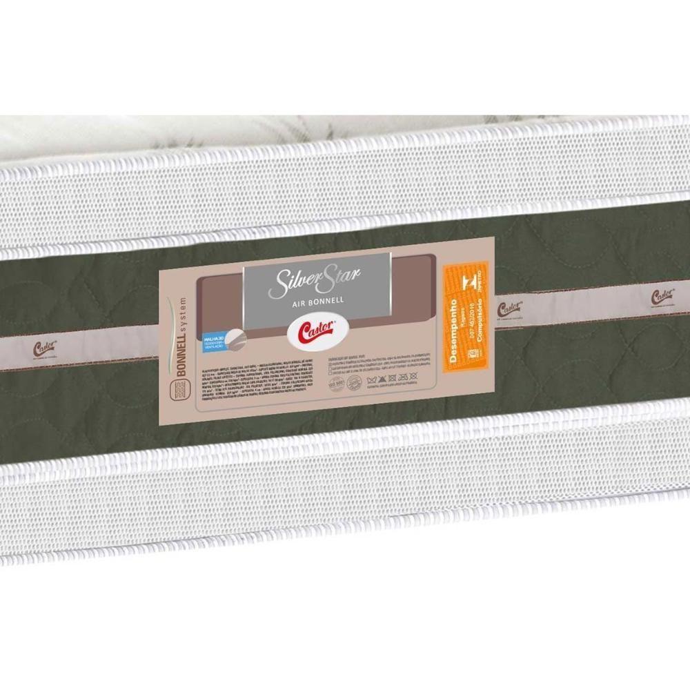 Cama Box Queen: Colchão Molas Castor Bonnel Silver Star Air Df + Base Crc Courano Branco(158X198)