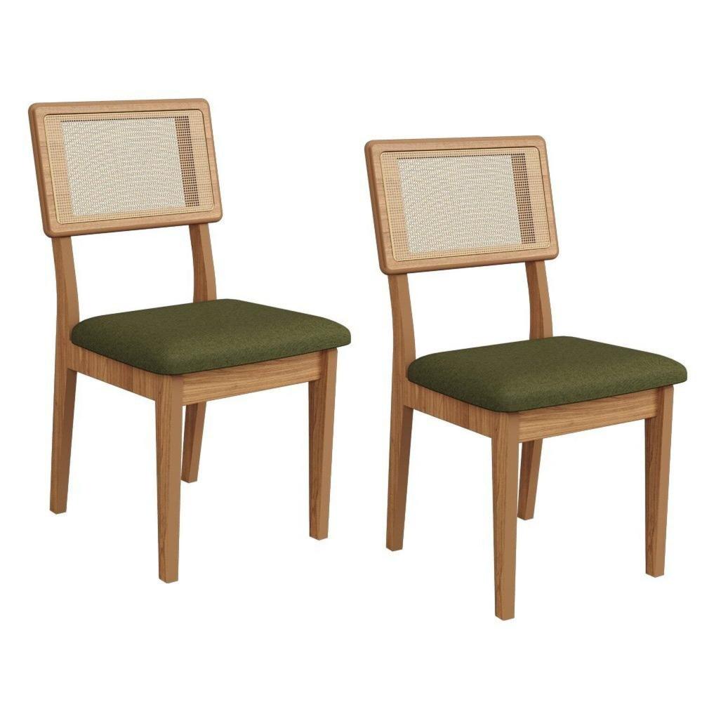 Miniatura Kit 2 Cadeiras Estofadas com Tela 56cm X 90cm X 48cm Freijó Madeirado