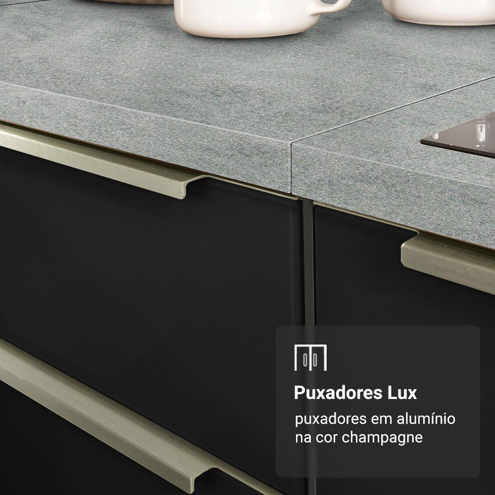 Armário de Cozinha Compacta 190cm Branco/Preto Lux Madesa 02 Branco/Preto