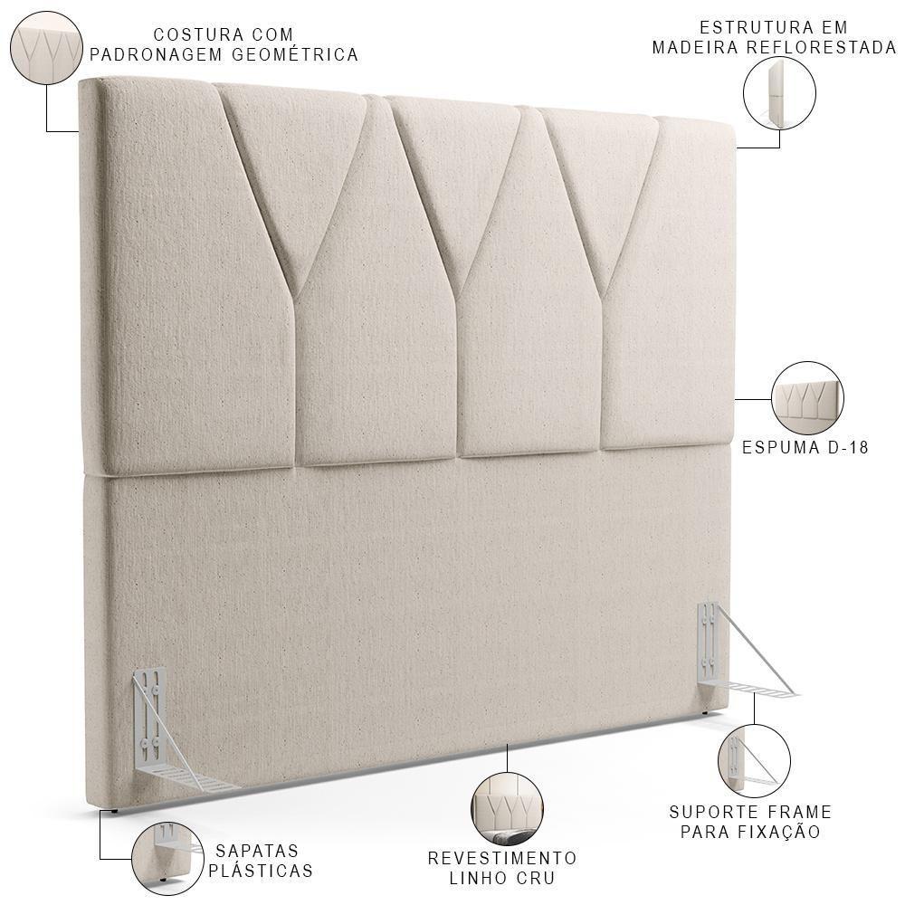 Miniatura Cabeceira Cama Box Casal 140cm Aura Linho W01 Cru - Mpozenato