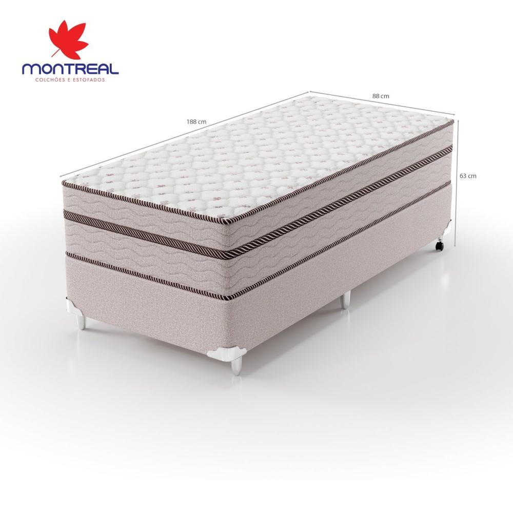 Miniatura Cama Box Solteiro 88x188x63cm Molas Ensacadas Sonhare Montreal Bege