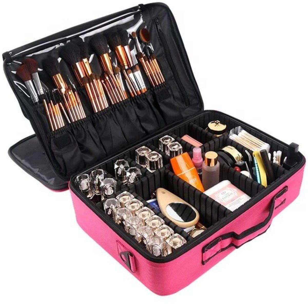 Miniatura Maleta Mala Bolsa Maquiagem Profissional Make Divisória Base