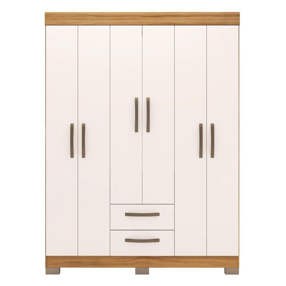 Guarda-roupa Com 6 Portas E 2 Gavetas Freijó/off White Tx Nt6015 Notável Móveis Freijó Trend/off White Tx