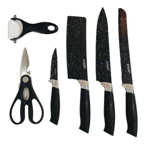 Kit Faqueiro Completo Cozinha: 6 Peças Descascador E Facas