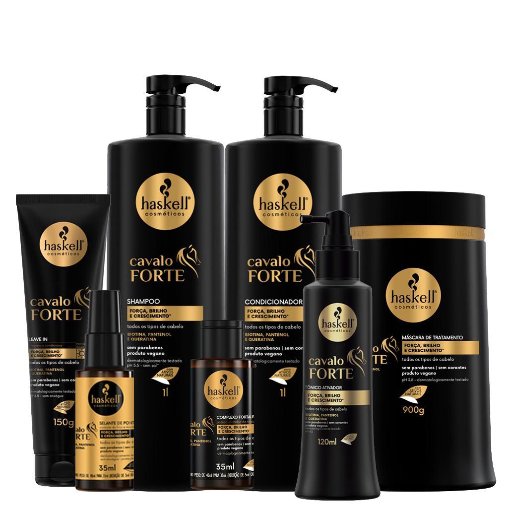 Kit Haskell Cavalo Forte Shampoo Condicionador Litro Máscara
