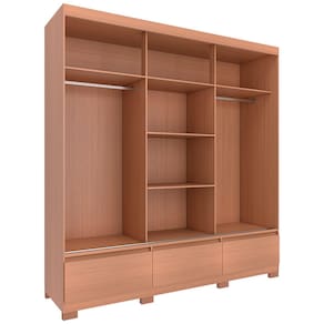 Miniatura Guarda-Roupa Bartira Monza com 3 Portas de Correr e 3 Gavetas - 199,8cm de largura Avelã e Capuccino