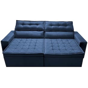 Miniatura Sofá 4 Lugares Cama inBox Belém Retrátil e Reclinável Revestido em Suede Velusoft - 230cm de largura Azul