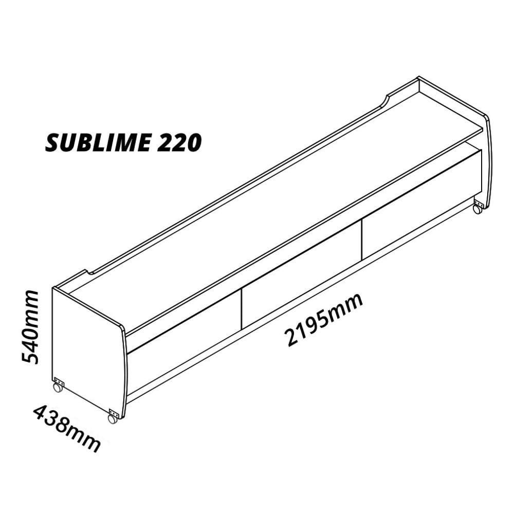 Miniatura Rack para TV até 70 Polegadas com Rodízios 3 Gavetas 3 Nichos Sublime 220cm Gelius Móveis Off White/Naturale
