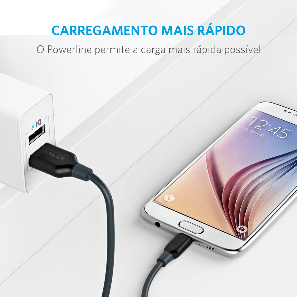 Miniatura Cabo Anker Powerline Micro USB Android | 3 metros Cinza