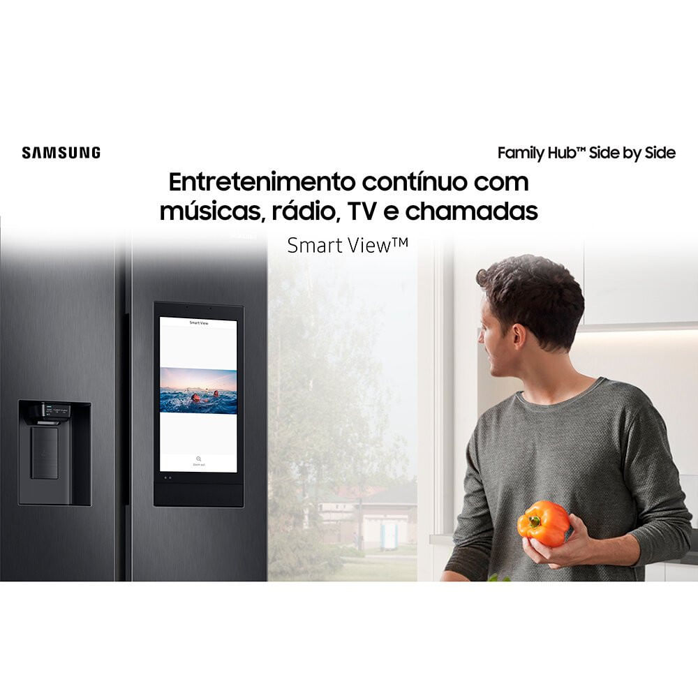 Geladeira Samsung Side By Side Family Hub 585 Litros - RS58 Black Inox Look - 110V