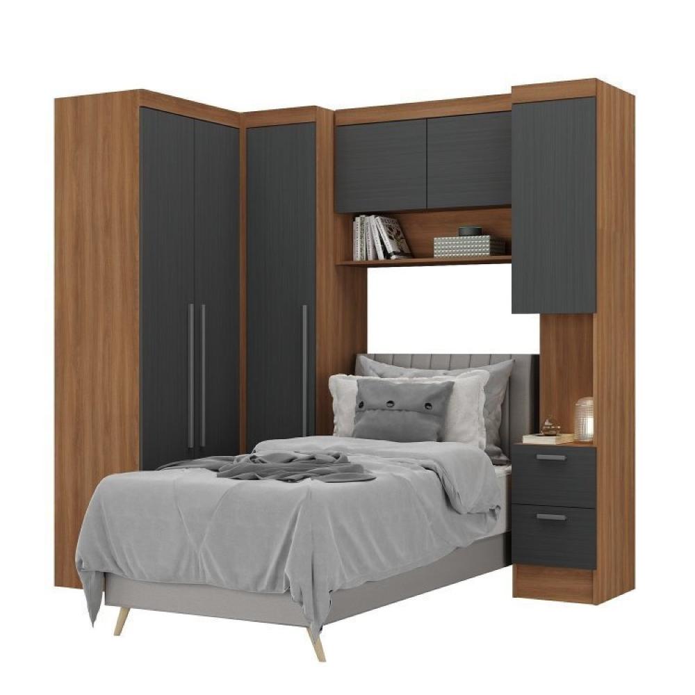 Guarda-Roupa Modulado Viena 6 Portas 6 Gavetas da Espresso Móveis Nogal/Grafite