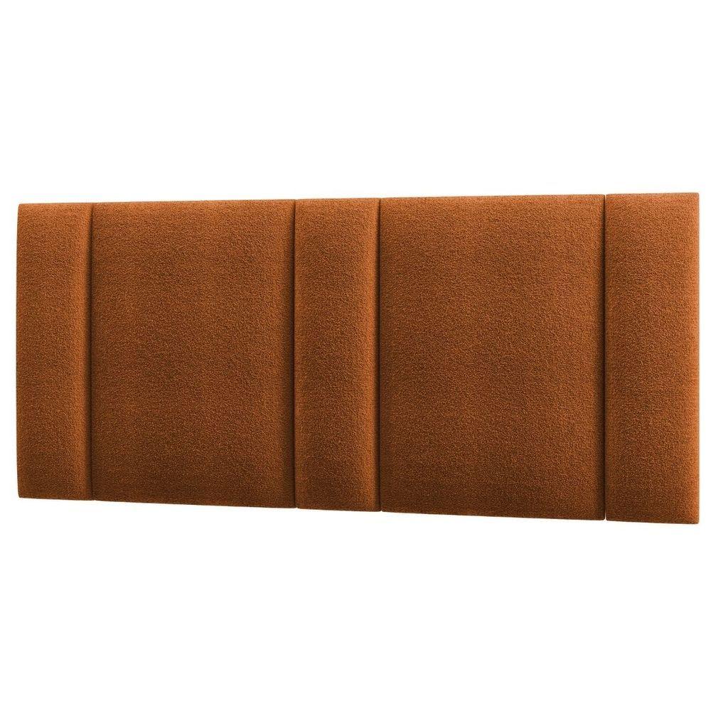 Miniatura Cabeceira Estofada Iluminação Led Cama Casal Queen Size 160 Cm Cor:buclé Terracota