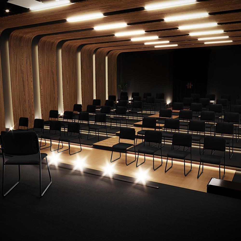 Kit 04 Cadeiras Hoteleira Auditório Empilhável Inter L02 Crepe Preto - Lyam Decor