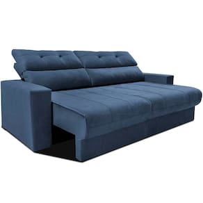 Miniatura Sofá 3 Lugares Cama Inbox Clean com Assento Retrátil e Encosto Reclinável em Tecido Velusoft - 190cm de Largura Azul