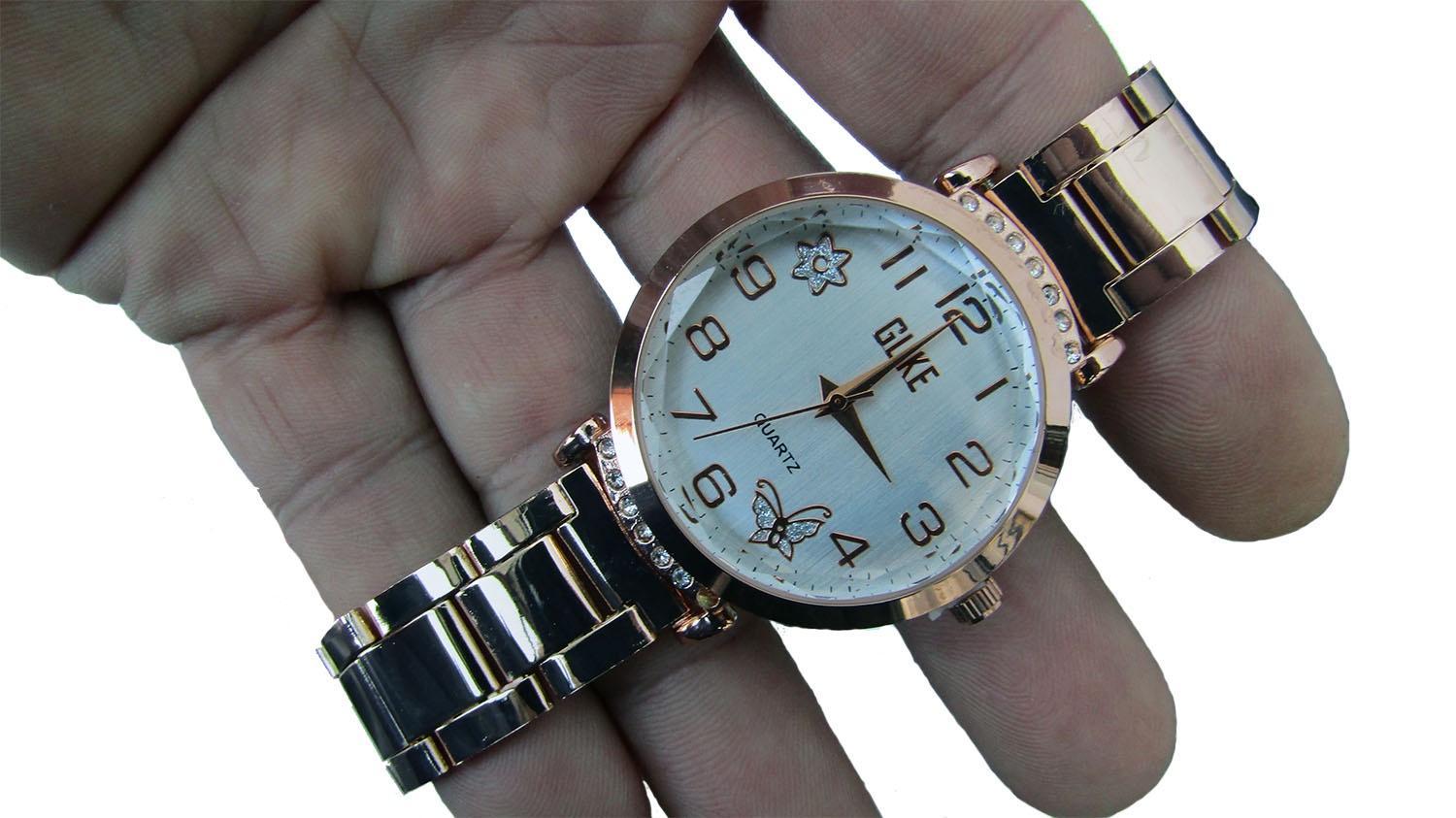 Miniatura Relogio Feminino De Ponteiro Com Pulseira Dourada
