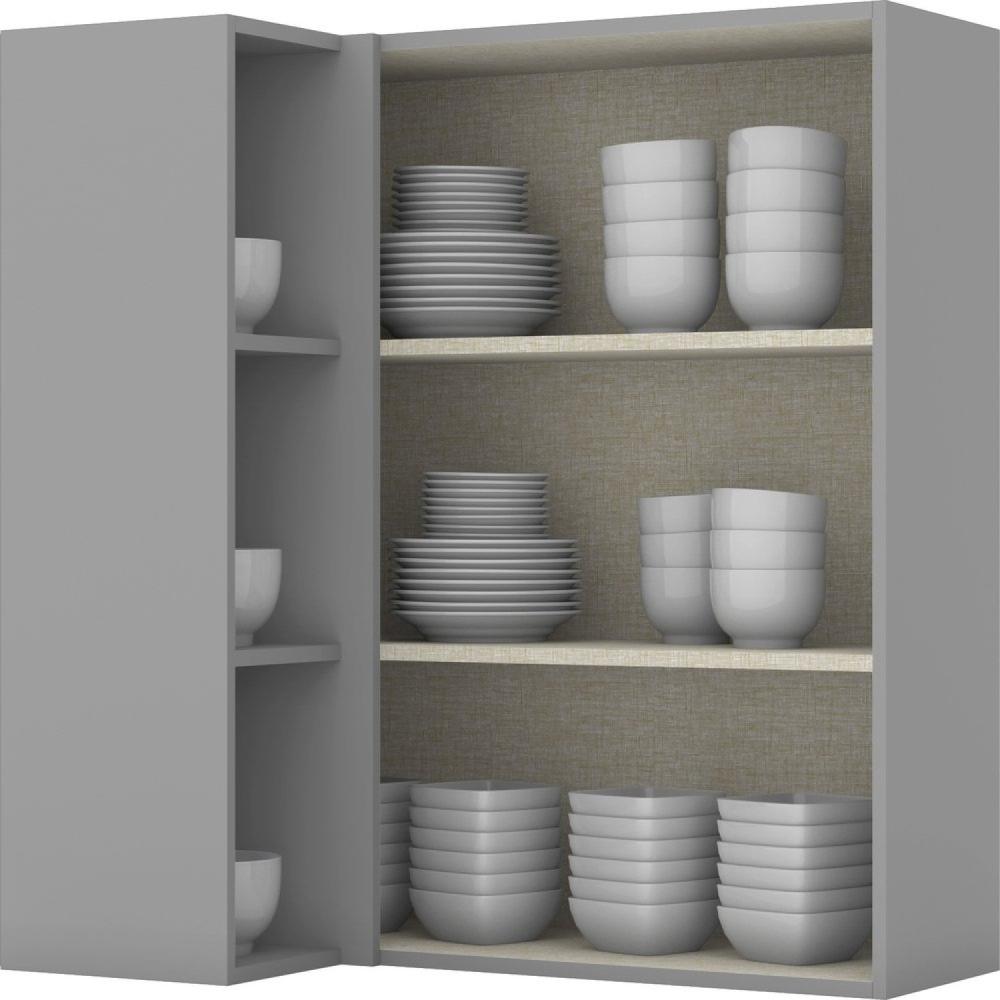 Miniatura Armário Aéreo para Cozinha 90x29,5x94,5cm Canto Reto 1 Porta Ketlin Henn Cinza