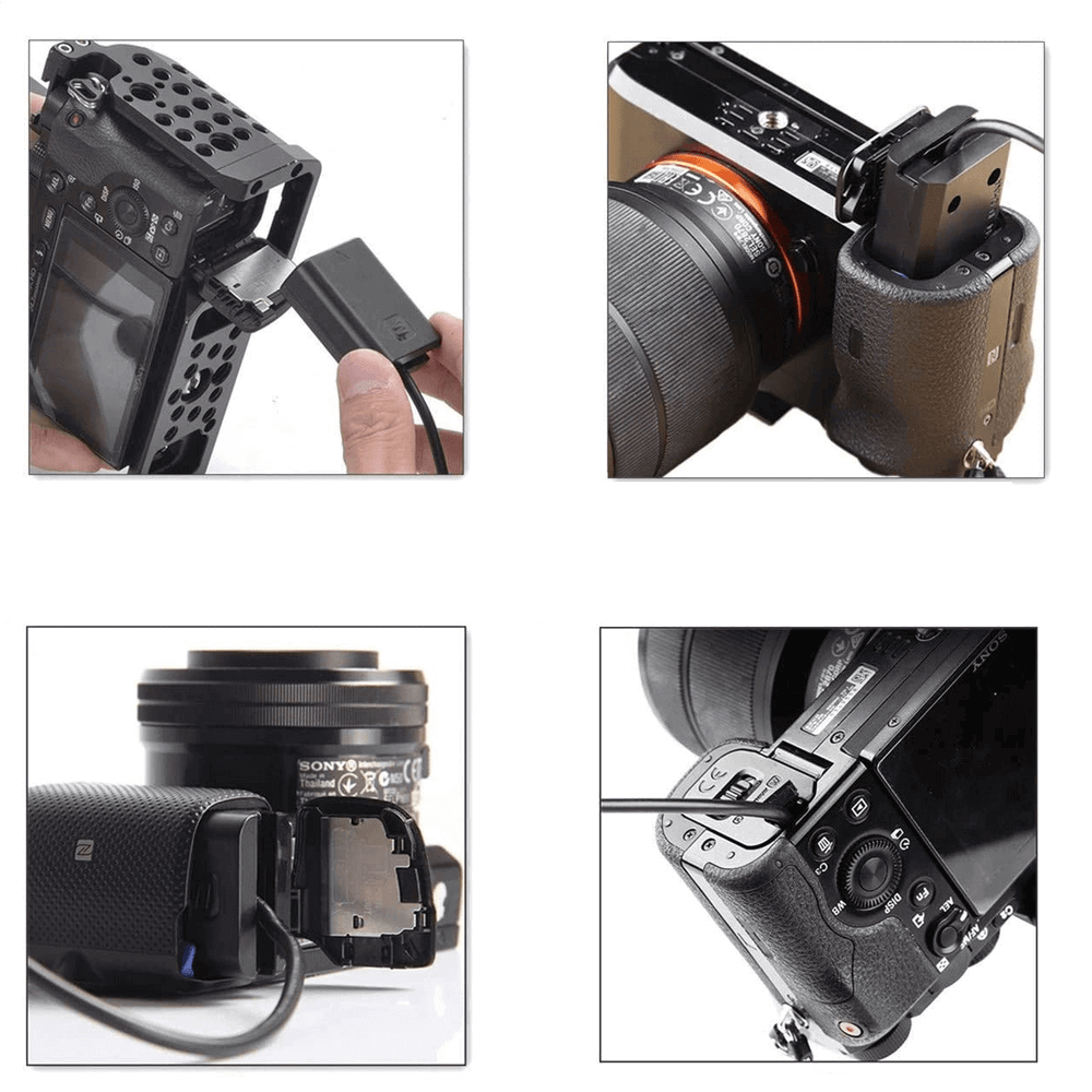 Adaptador Dummy PD AC-PW20 Bateria Sony NP-FW50 Espiral com Conector USB-C