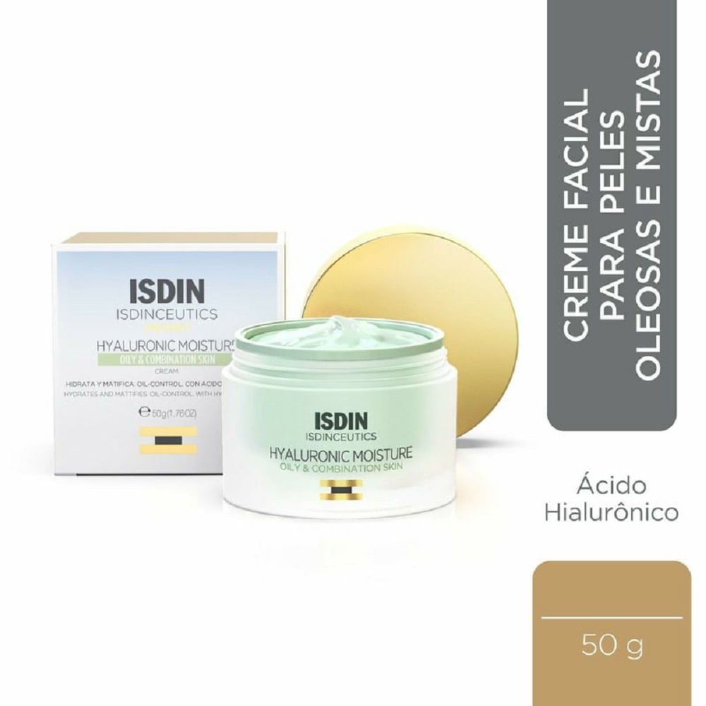 Miniatura Creme Facial Anti-Sinais Isdin Hyaluronic Moisture Pele Mista e Oleosa 50g
