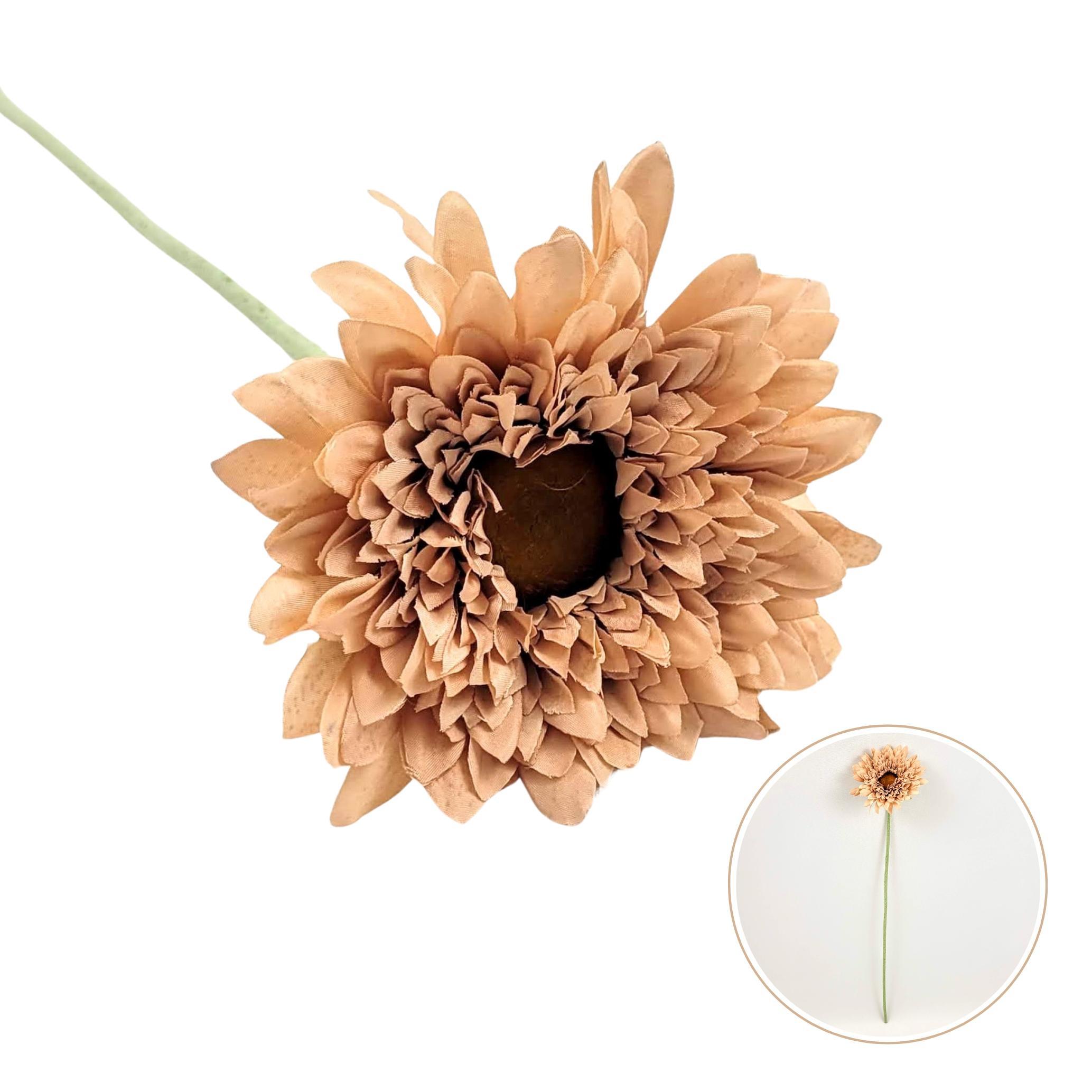 Miniatura Gérbera Salmão Haste 53X13Cm Flor Planta Artificial