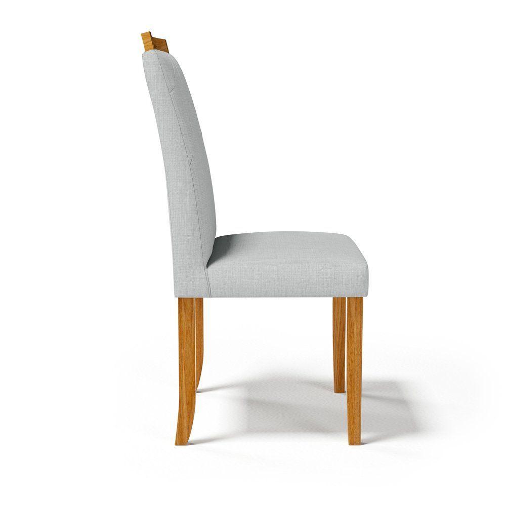 Miniatura Kit Com 2 Cadeiras Maiara Madeira Maciça Estofadas Para Mesa De Jantar Linho Cinza Claro